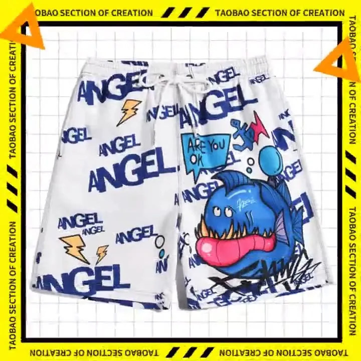 Men's beach pants loose casual cartoon printed shorts sold by Shopnova