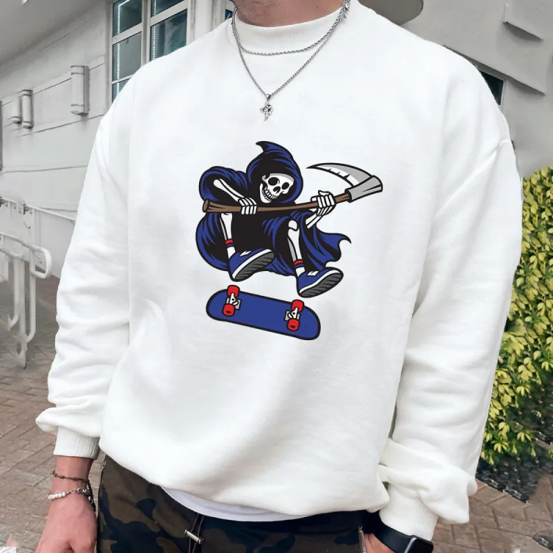 Skull and Skateboard Casual Sweatshirt sold by Shopnova