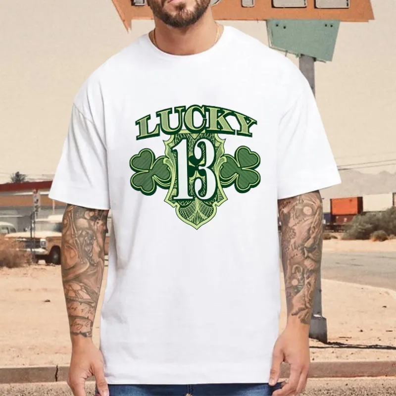Lucky 13 Shamrock Irish Pride Men's White Tee sold by Shopnova