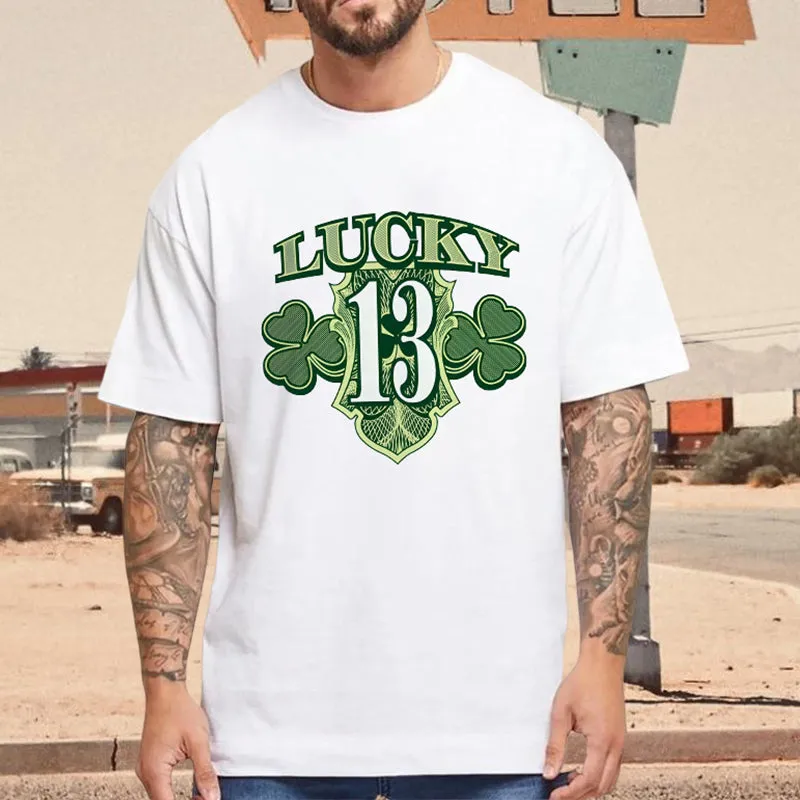 Lucky 13 Shamrock Irish Pride Men's White Tee sold by Shopnova