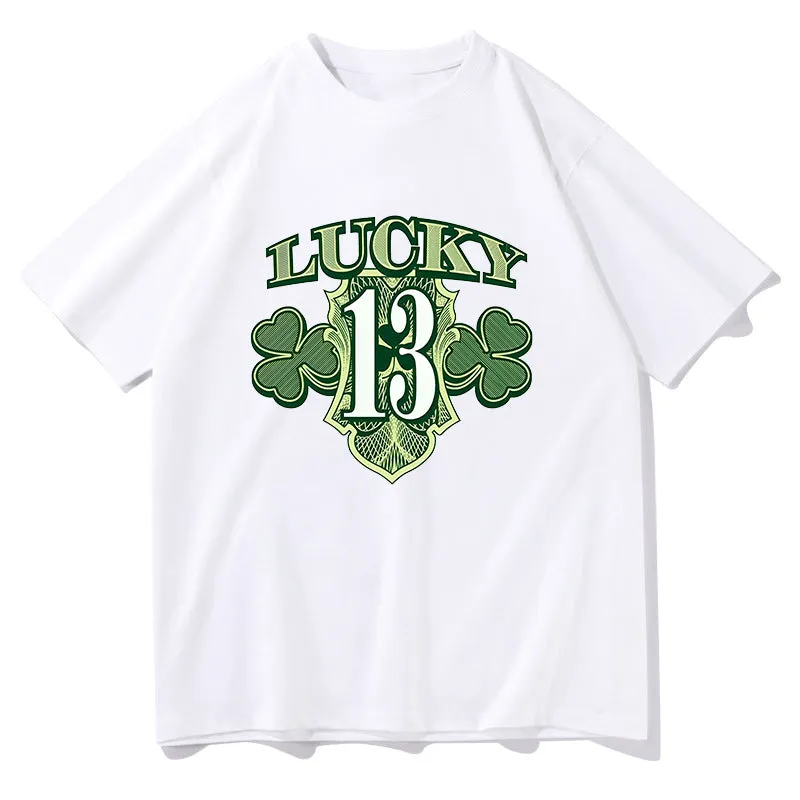 Lucky 13 Shamrock Irish Pride Men's White Tee sold by Shopnova product image thumbnail 4