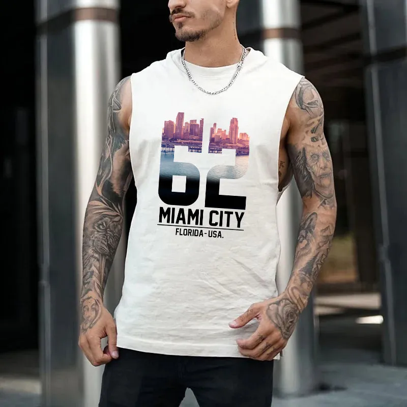 Men's Miami City Print Tank Top-B sold by Shopnova