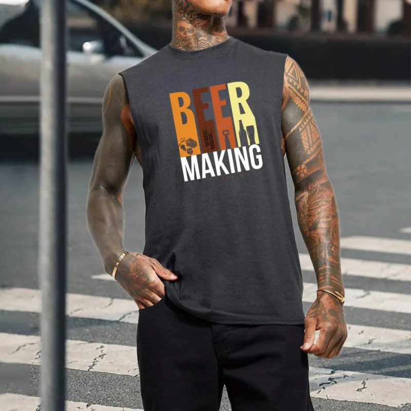 Beer Making Graphic Print Loose Men's Tank Top sold by Shopnova