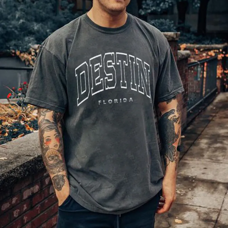 Letter Print Casual Loose Short Sleeve Men's T-Shirt sold by Shopnova