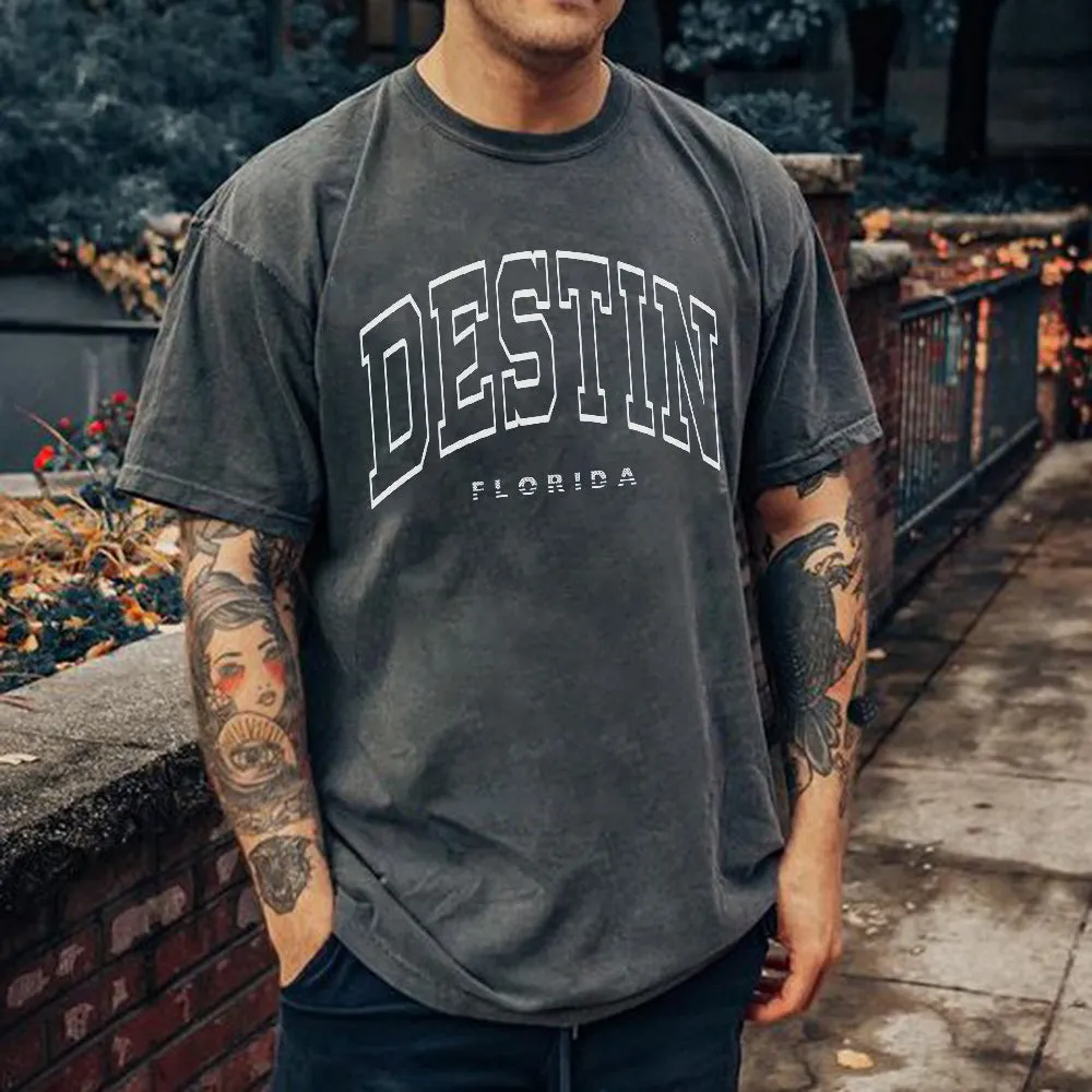 Letter Print Casual Loose Short Sleeve Men's T-Shirt sold by Shopnova