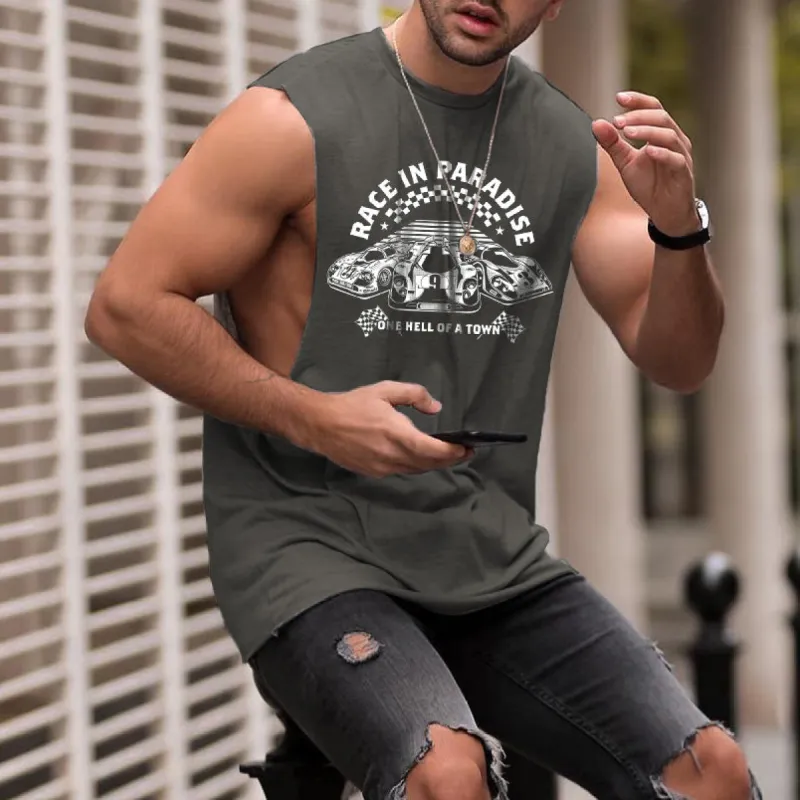 Alphabet Racing Graphic Print Casual Men's Tank Top sold by Shopnova