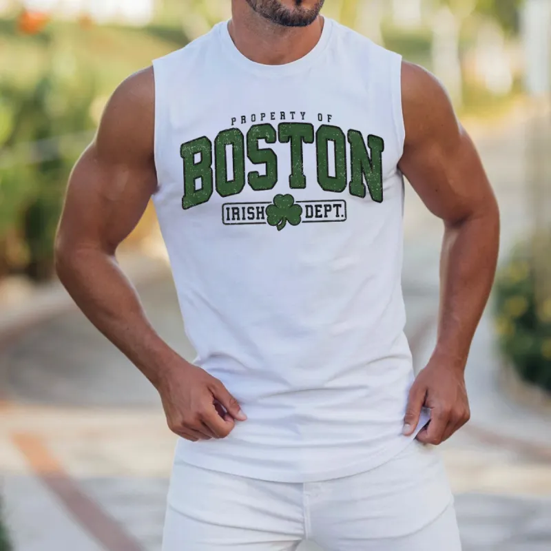 Property of Boston Irish Dept. Men's St. Patrick's Day Tank Tops sold by Shopnova