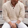 Men's Jacquard Stand Collar Plain Knitted Sweater sold by Shopnova