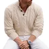 Men's Jacquard Stand Collar Plain Knitted Sweater sold by Shopnova