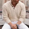 Men's Jacquard Stand Collar Plain Knitted Sweater sold by Shopnova