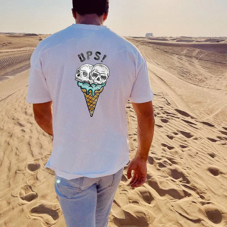 Skull Ice Cream Cone Men's Cotton T-shirt 230g sold by Shopnova