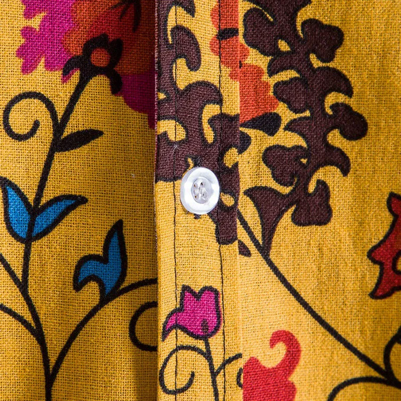 Cotton And Linen Printed Pocket Button-down Shirt sold by Shopnova product image thumbnail 4
