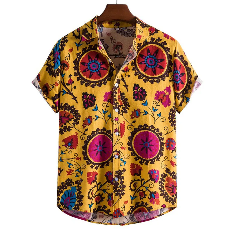 Cotton And Linen Printed Pocket Button-down Shirt sold by Shopnova