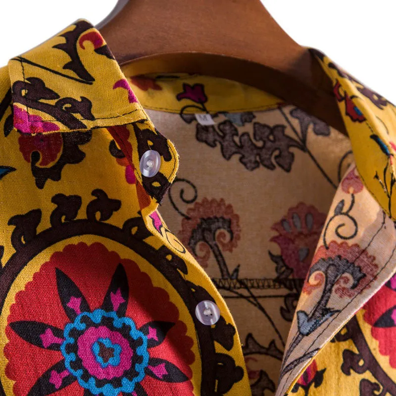 Cotton And Linen Printed Pocket Button-down Shirt sold by Shopnova product image thumbnail 3