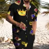 Trendy Crown Print Shirt Shorts Hawaii Vacation Two-Piece Set sold by Shopnova