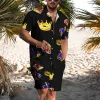Trendy Crown Print Shirt Shorts Hawaii Vacation Two-Piece Set sold by Shopnova