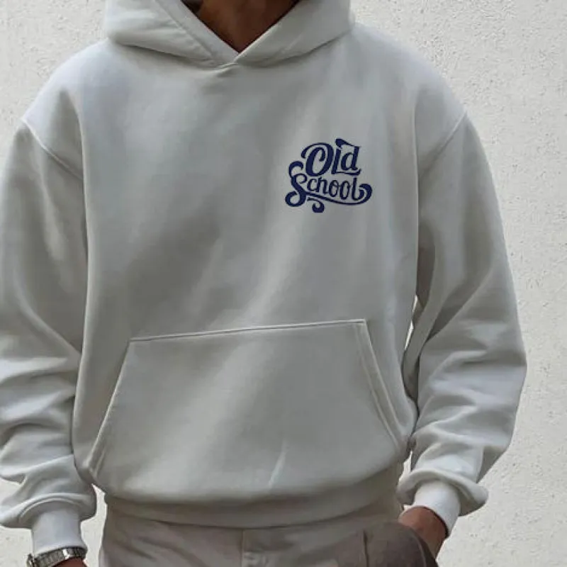Old School Letter Print Fleece Hoodie sold by Shopnova