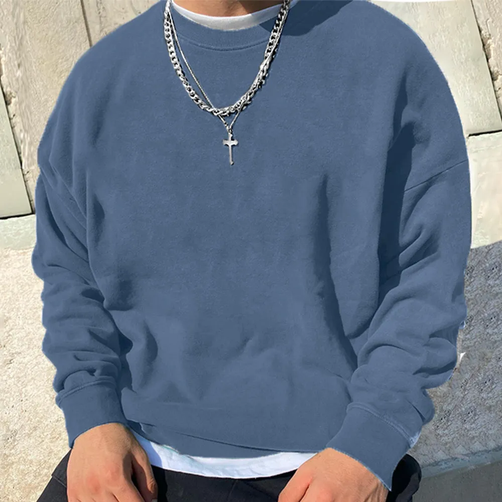 Blue Color Men's Crew Neck Sweatshirts sold by Shopnova