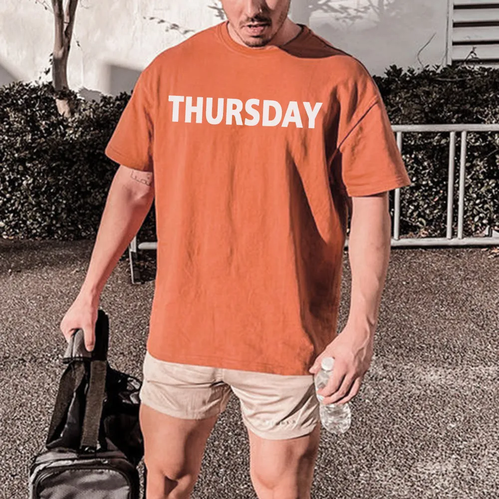 Thursday Letters Print Short Sleeve Loose Men's T-Shirt sold by Shopnova product image thumbnail 2