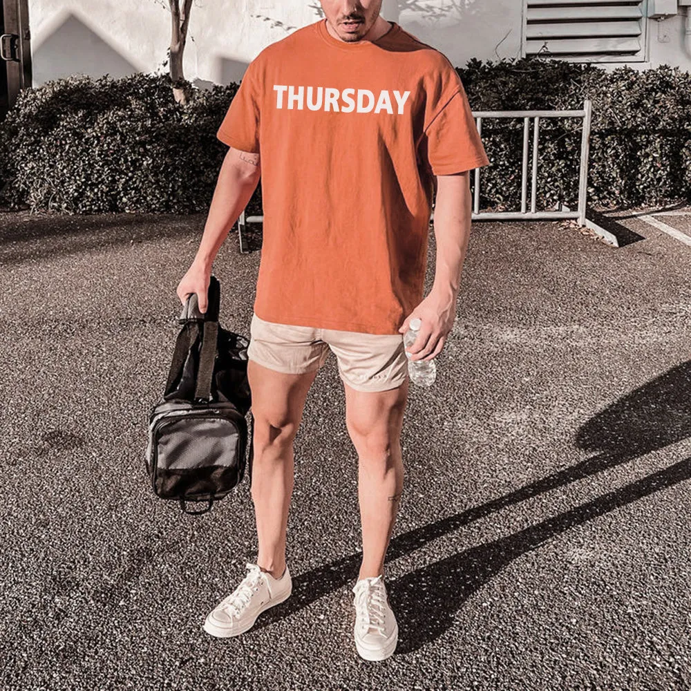 Thursday Letters Print Short Sleeve Loose Men's T-Shirt sold by Shopnova product image thumbnail 4
