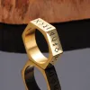 Viking Runes Hexagon Stainless Steel Geometric Ring sold by Shopnova