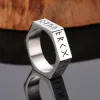 Viking Runes Hexagon Stainless Steel Geometric Ring sold by Shopnova