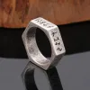 Viking Runes Hexagon Stainless Steel Geometric Ring sold by Shopnova