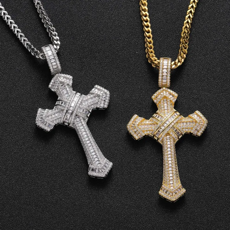 Hip Hop Cross Pendant Cubic Zirconia Personality Men's Hip Hop Necklace sold by Shopnova