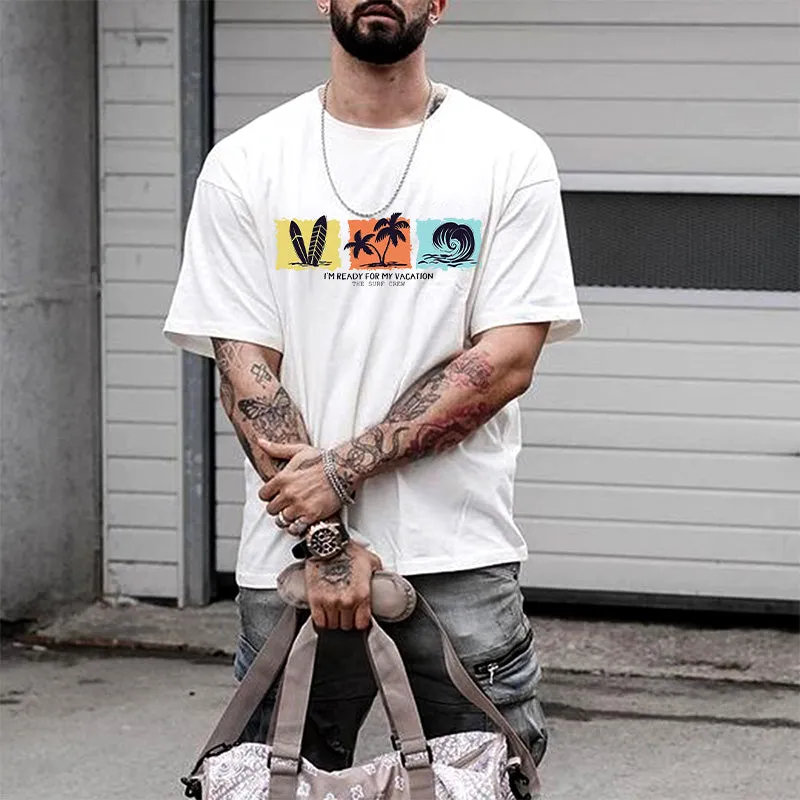 Vacation Vibes Beach Surf Men's Crew Neck T-shirt sold by Shopnova