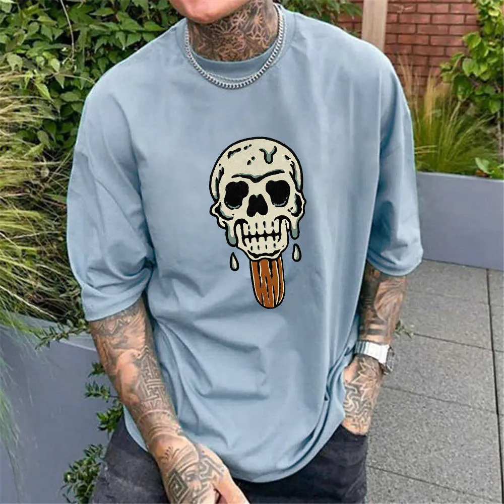 Skull Print Men's Cotton T-shirt sold by Shopnova product image thumbnail 3