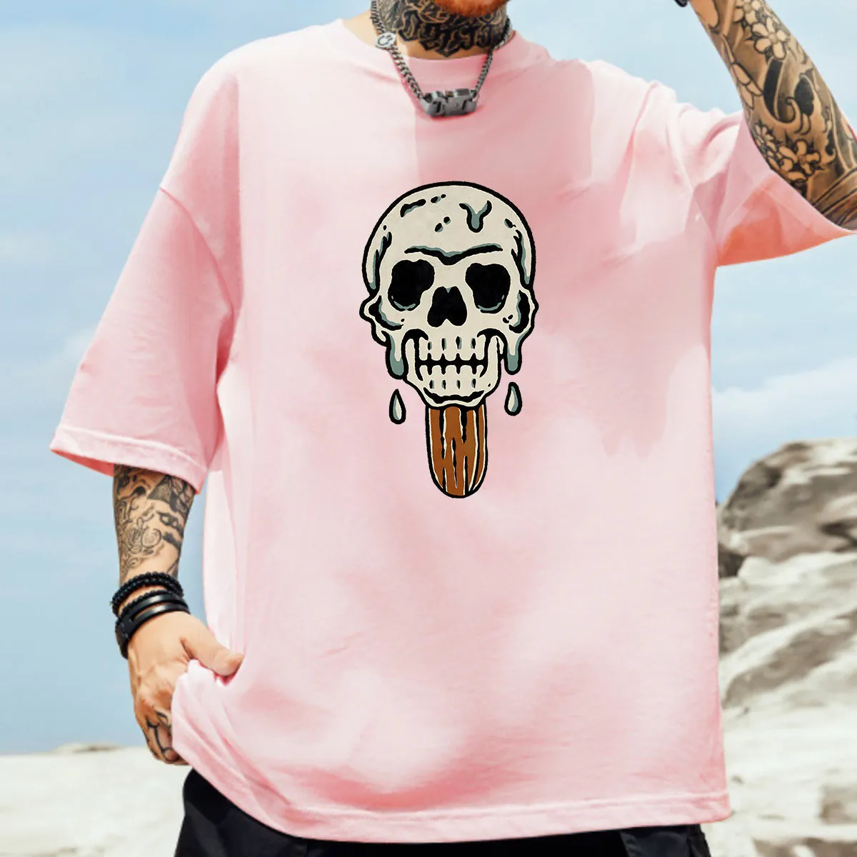 Skull Print Men's Cotton T-shirt sold by Shopnova product image thumbnail 2