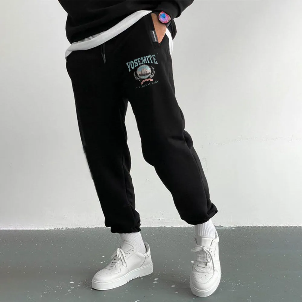 Yosemite National Park Men's Elastic Waistband Fleece Sweatpants sold by Shopnova