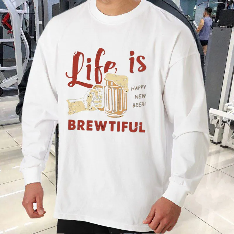 Oktoberfest Beer Print Men's Casual Long Sleeve T-Shirts-A sold by Shopnova
