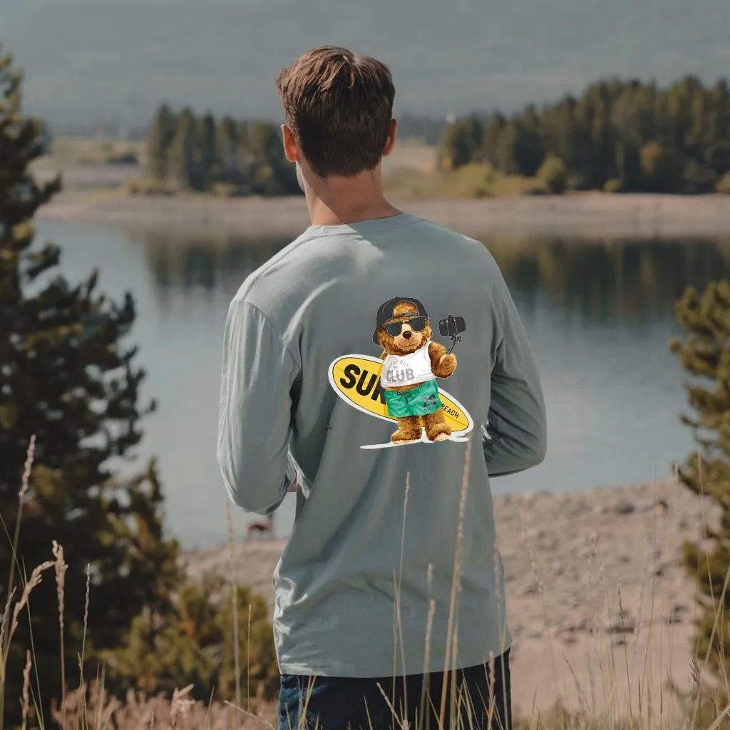 Surfing Bear Long Sleeve Cotton Tee 230 GSM-A sold by Shopnova product image thumbnail 2