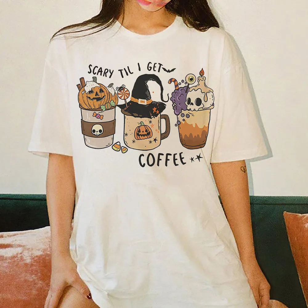 Halloween Pumkim and Skull Coffee Women's T-shirt sold by Shopnova product image thumbnail 2