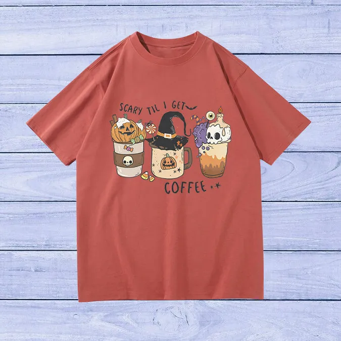 Halloween Pumkim and Skull Coffee Women's T-shirt sold by Shopnova product image thumbnail 5