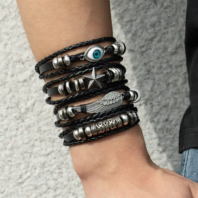 Fashion Braided Leather Bracelet Set sold by Shopnova