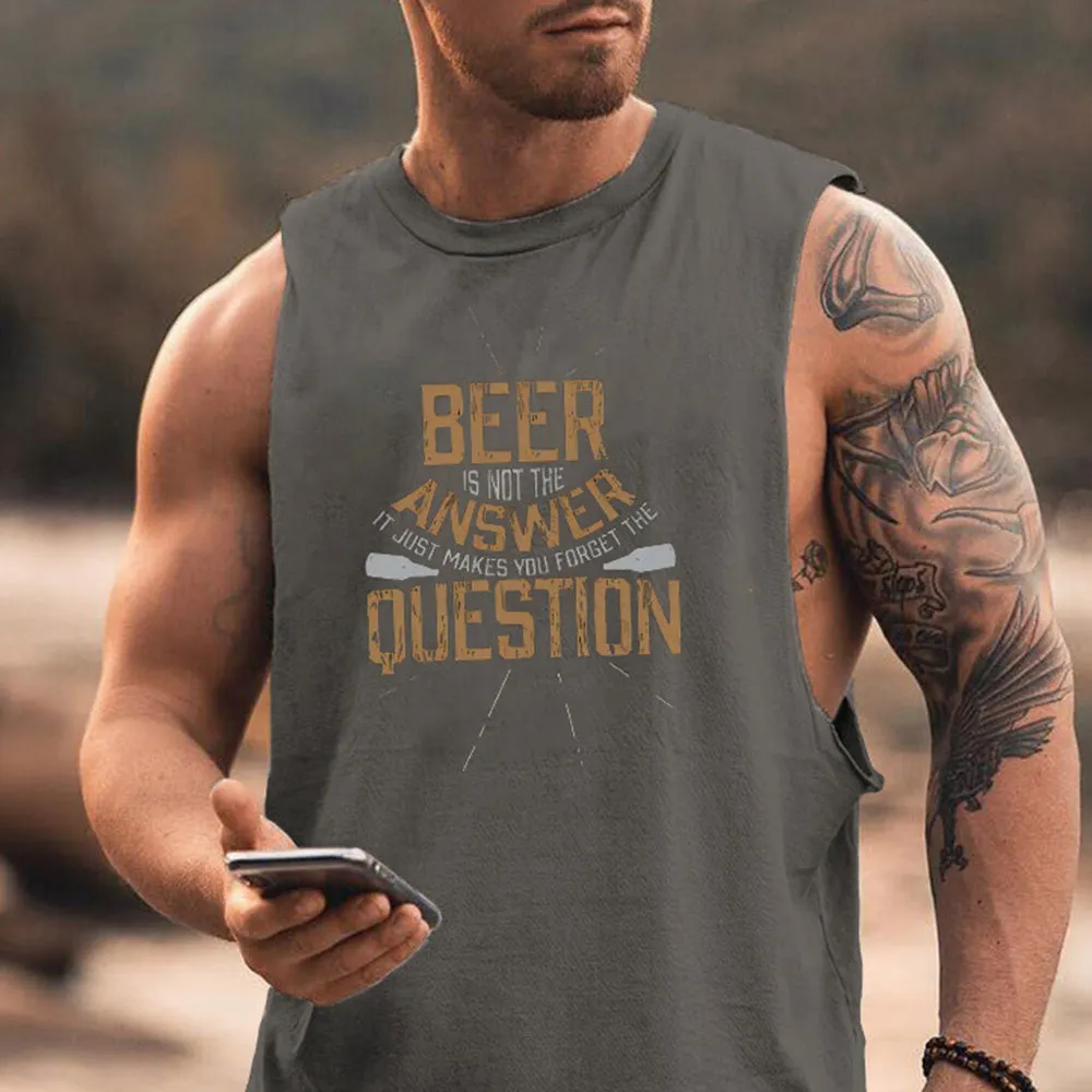 Beer Alphabet Graphic Print Casual Loose Men's Tank Top sold by Shopnova product image thumbnail 2