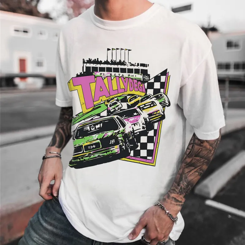 Alphabet Racing Graphic Print Casual Short Sleeve Men's T-Shirt sold by Shopnova