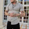 Summer Casual Slim Fashion Short Sleeve Vacation Print Shirt sold by Shopnova