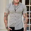 Summer Casual Slim Fashion Short Sleeve Vacation Print Shirt sold by Shopnova
