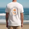 Palm Tree and Wave Print Men's White Tee sold by Shopnova