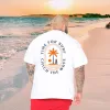 Palm Tree and Wave Print Men's White Tee sold by Shopnova