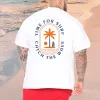 Palm Tree and Wave Print Men's White Tee sold by Shopnova
