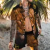 Clearance- Lion Printed Hawaiian Vacation Two-Piece Set-XL sold by Shopnova