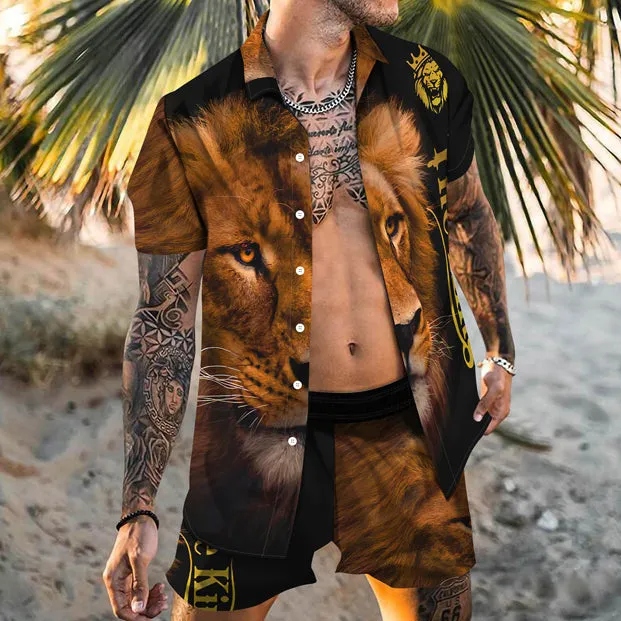 Clearance- Lion Printed Hawaiian Vacation Two-Piece Set-XL sold by Shopnova product image thumbnail 2