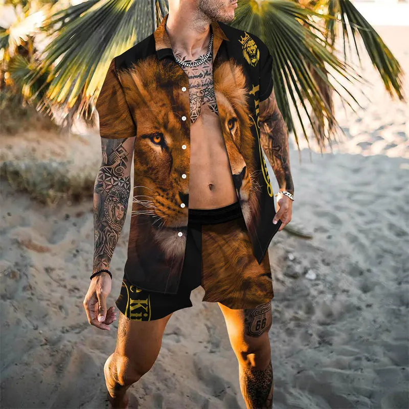 Clearance- Lion Printed Hawaiian Vacation Two-Piece Set-XL sold by Shopnova product image thumbnail 3