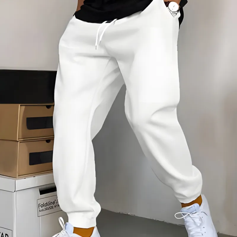 Men's White Color Sweatpants – Soft Cotton Joggers for Workout, Training & Everyday Wear sold by Shopnova