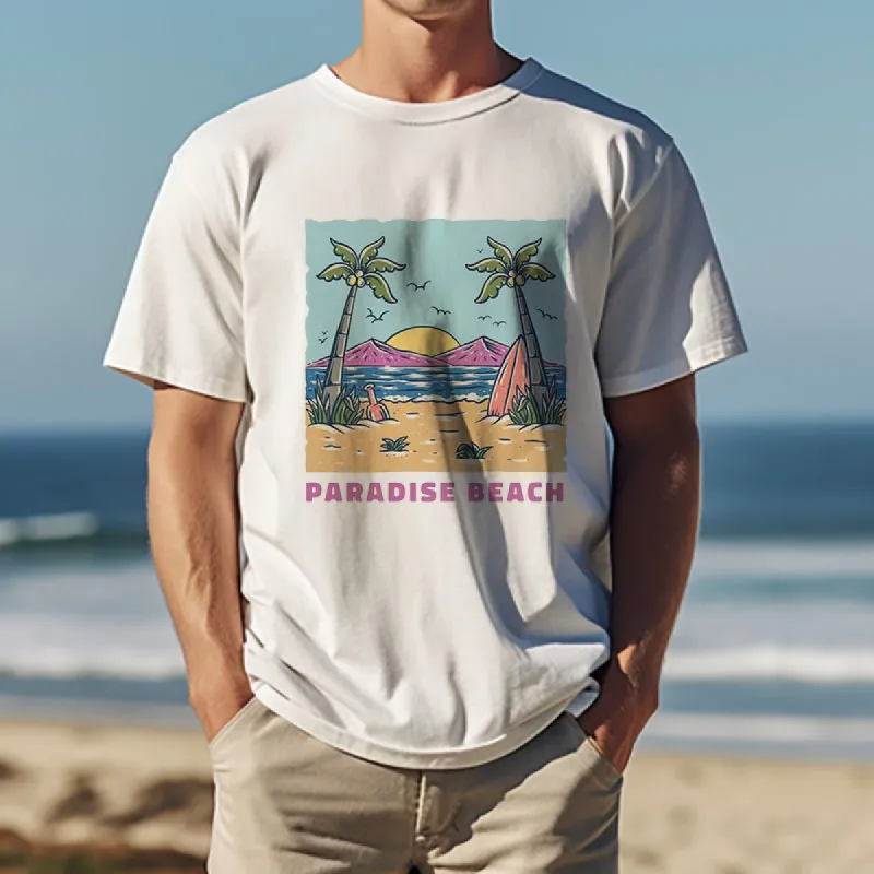 Paradise Beach Scenic Print Oversize T-shirt sold by Shopnova