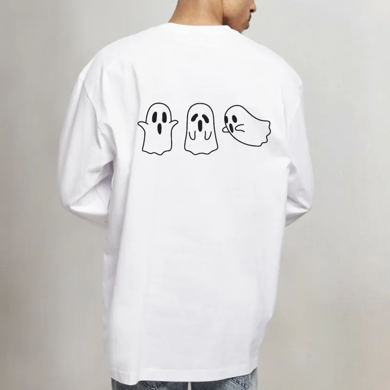 Ghost Print Men's Cotton Long Sleeve Tee 230g-A sold by Shopnova